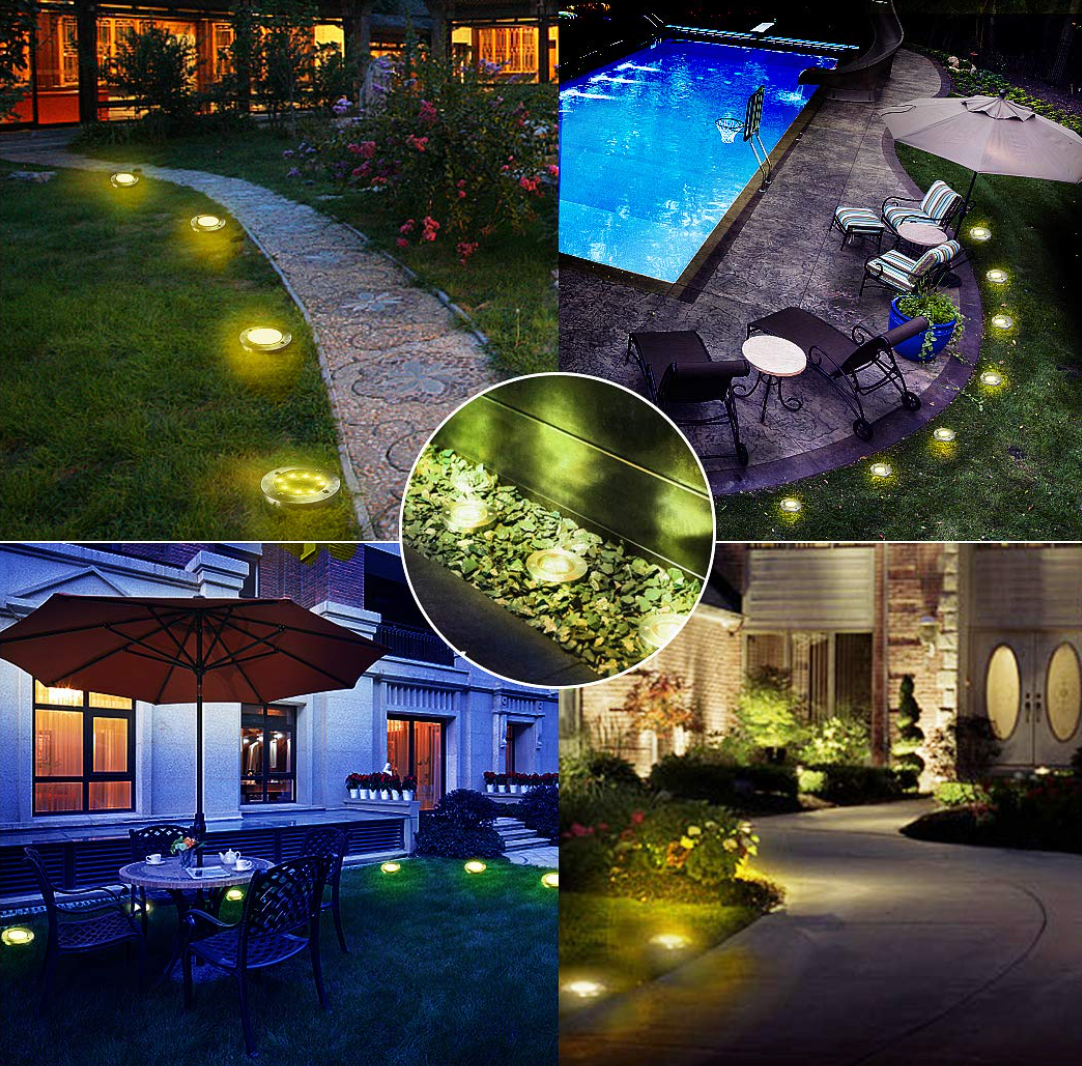 Set 4 Estacas Solares 8 Led Para Exterior