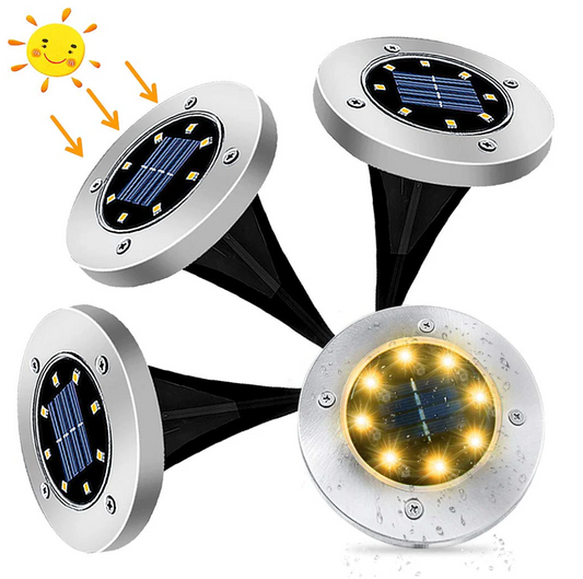 Set 4 Estacas Solares 8 Led Para Exterior