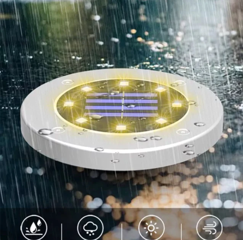 Set 4 Estacas Solares 8 Led Para Exterior