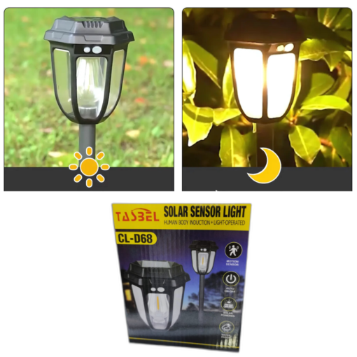 PACK de 4 Faroles Solares 2 en 1 con Estaca de 50 Cm