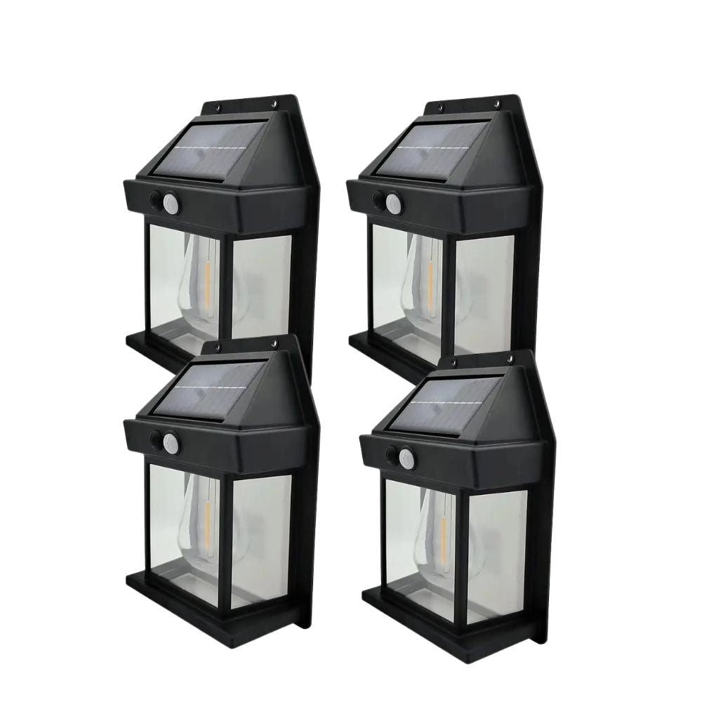 PACK de 4 Focos Solares + Bombilla - Todo incluido (Medidas 15 x 10 cm)