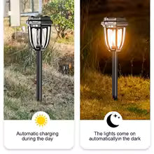 PACK de 4 Faroles Solares 2 en 1 con Estaca de 50 Cm