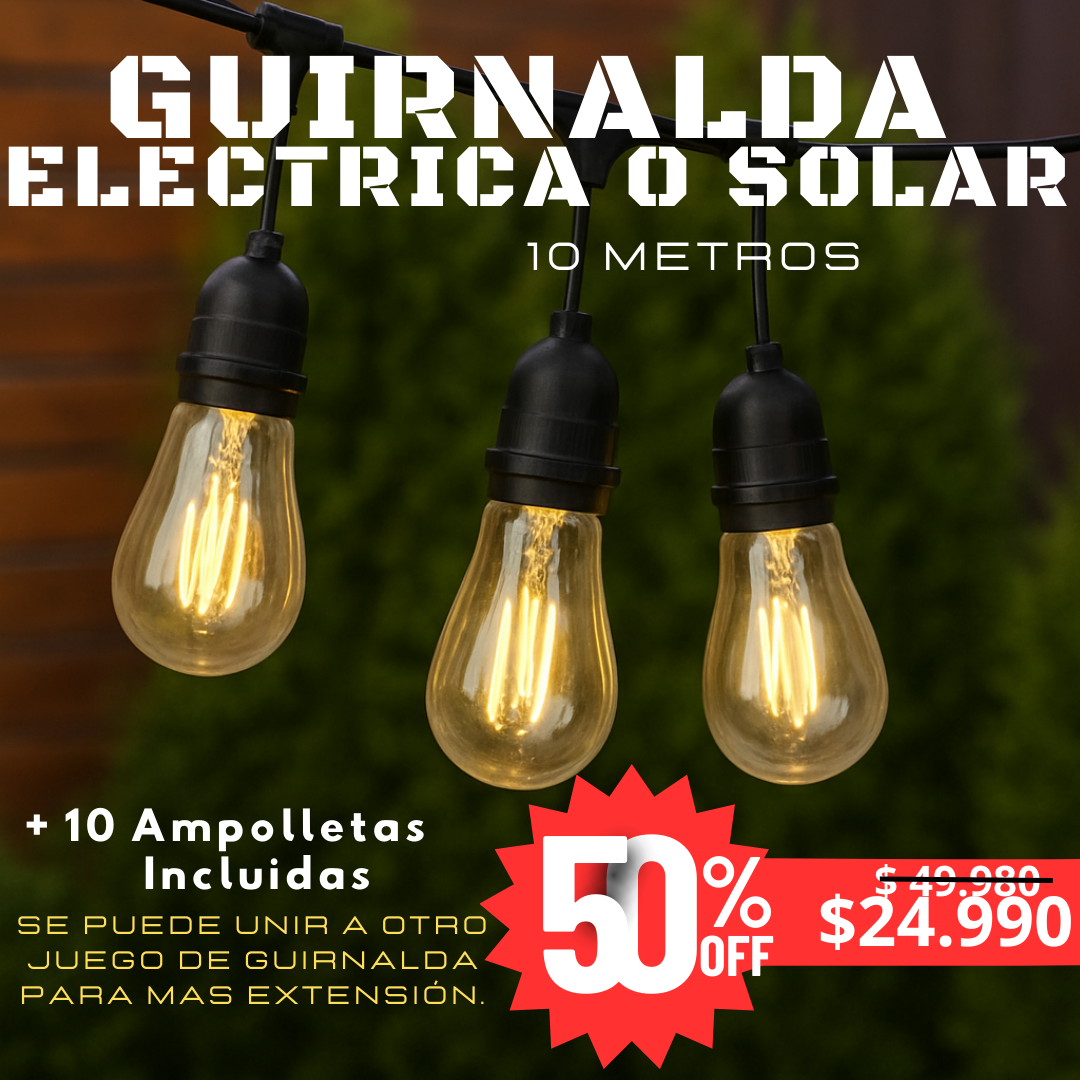Guirnalda Eléctrica o Solar de 10 Metros